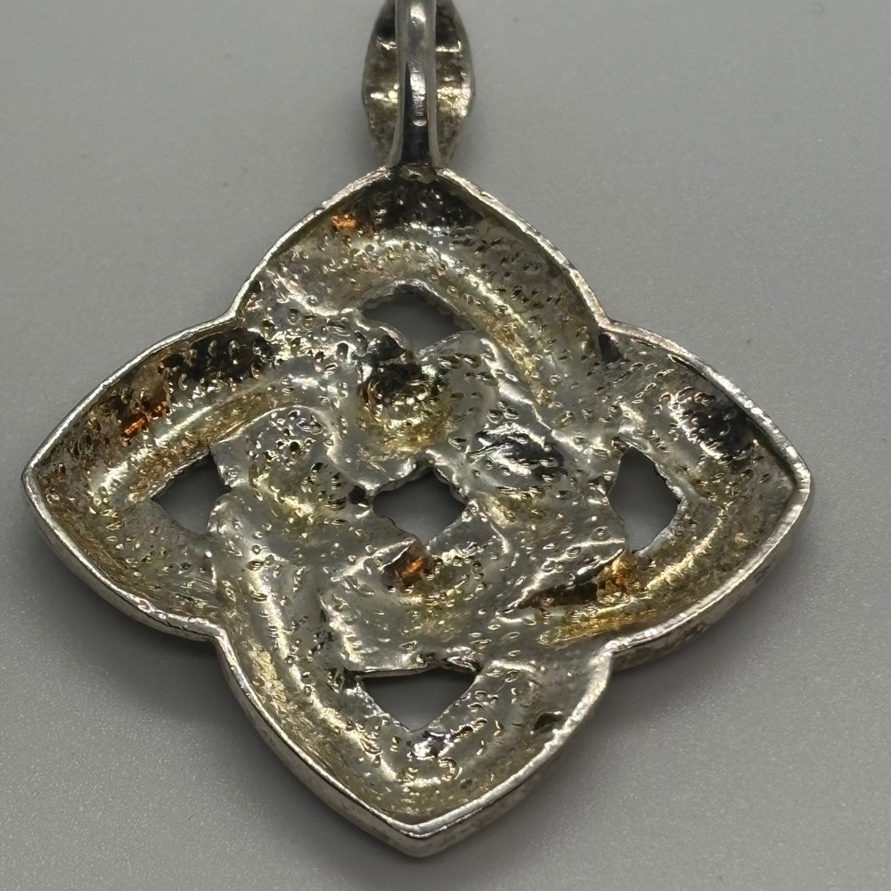 Celtic Love Knot Pendant Silver Tone Textured Rope Geometric Statement Charm - Picture 2 of 5
